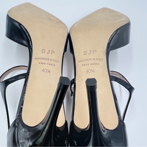 SJP Sarah Jessica Parker Size 40.5 10.5 Black Patent Leather Pump Heels Shoes - Picture 12 of 15